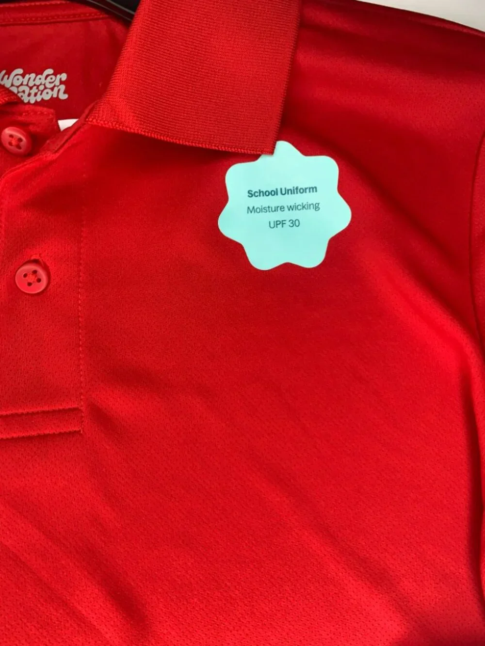 New Wonder Nation Boys School Uniform Performance Polo Shirt, Red, Large (10-12)